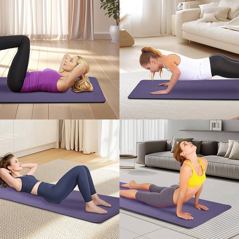 72"x24" TPE Yoga Mat, Non-Slip Eco-Friendly for Home Pilate