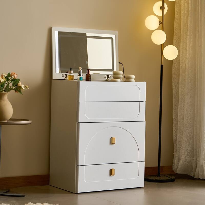 3 in 1 Vanity Desk, Flip Top Vanity Set with Mirror and 3 Drawer, Small Makeup Vanity Table with Cushioned Stool