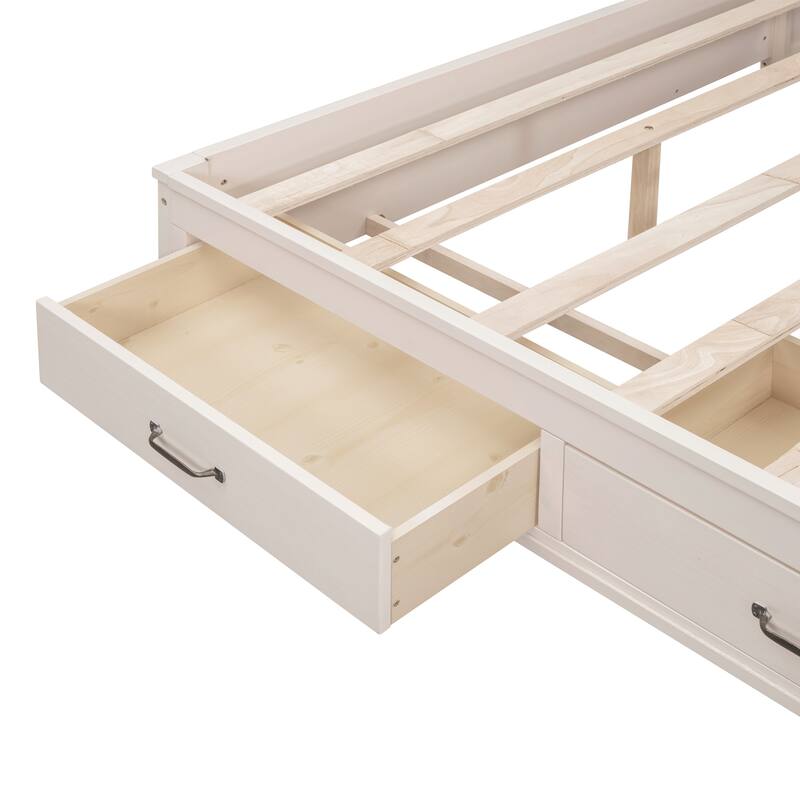 Full / Twin Wooden Daybed with 3 Storage Drawers Pushable Top Shelf and USB Ports