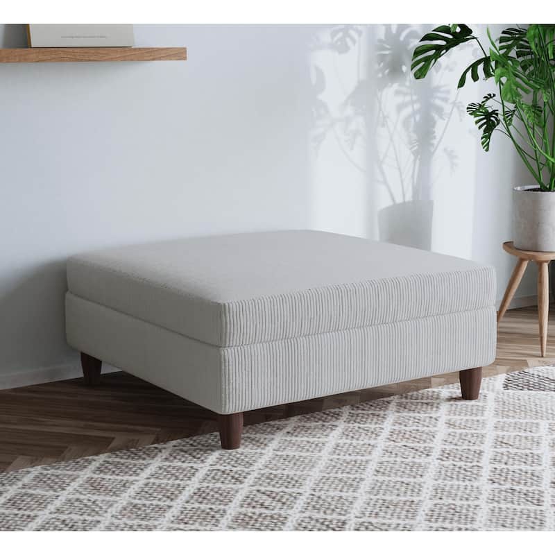 40" W Oversized Corduroy Upholstered Ottoman - Sea Salt Grey