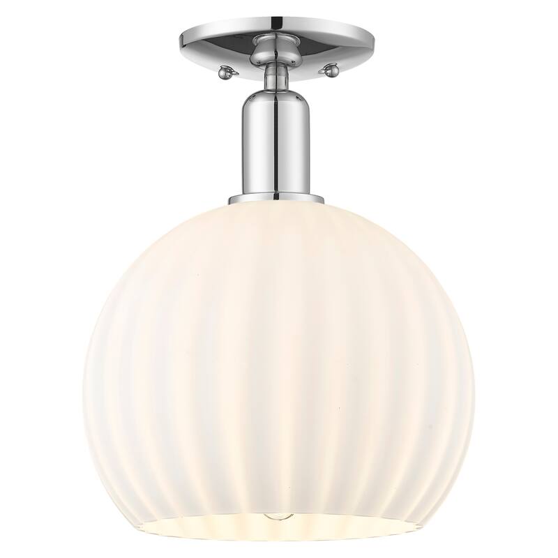 Innovations Lighting Endless Possibilities Arcadia - White Venetian - 1 Light 10" Semi-Flush Mount - Polished Chrome