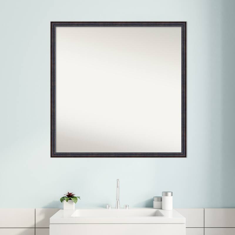 Non-Beveled Wood Bathroom Wall Mirror - Dark Bronze Scoop Frame - Dark Bronze Scoop