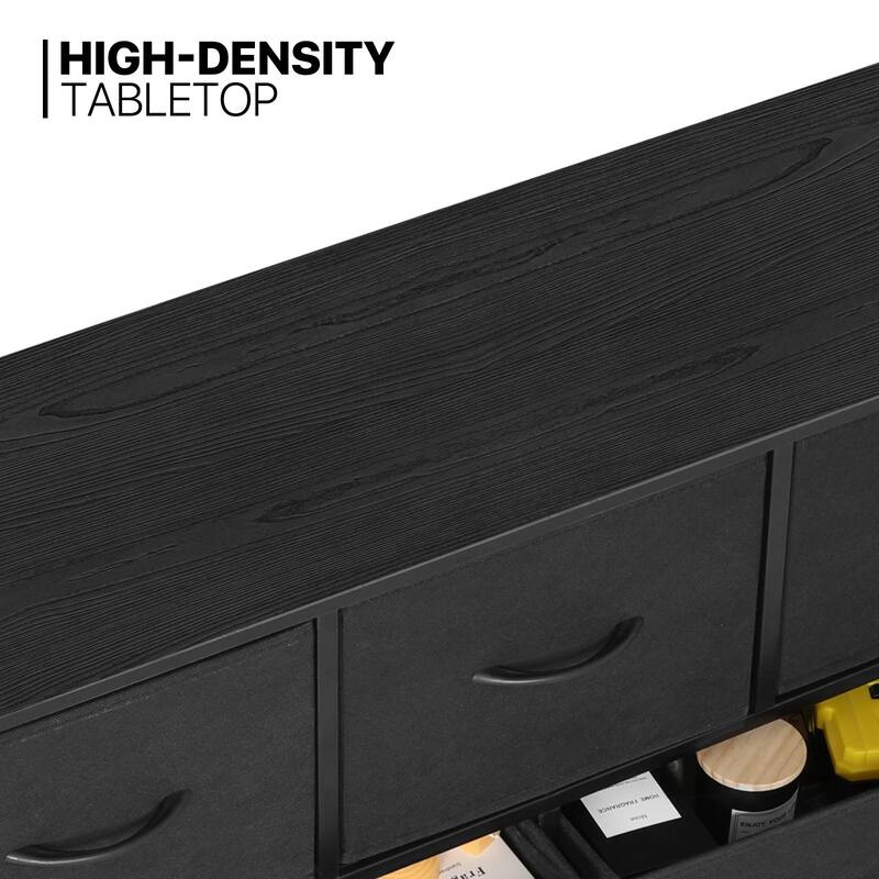 Dresser for Bedroom with 9 Fabric Drawers, Tall Chest Organizer Units for Clothing, Closet, Kidsroom, Storage Tower with Cabinet