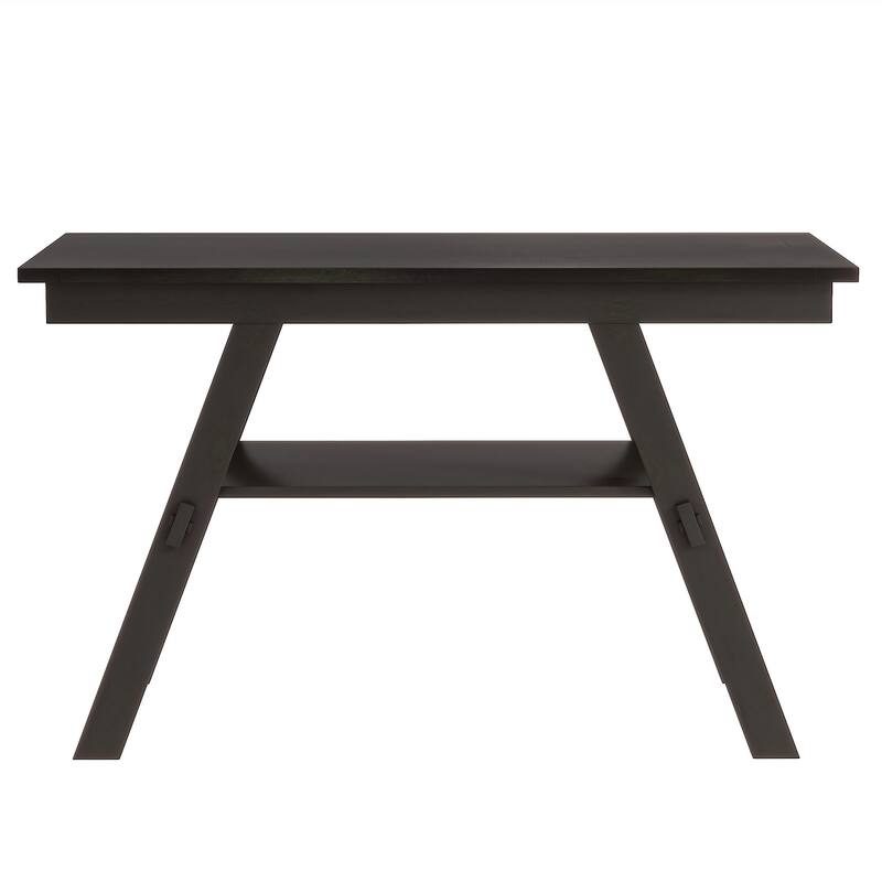 Espresso Rustic 6-Piece Counter Height Wooden Dining Table Set with 4 Chairs