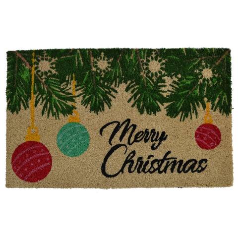 Rectangular Skid Free Coir Doormat Merry Christmas Design 30" x 18"
