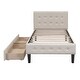 preview thumbnail 4 of 10, Twin Size Upholstered Platform Bed with Linen Headboard and Two Storage Drawers