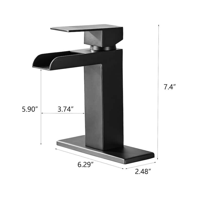 Modern Waterfall Single Handle Bathroom Sink Faucet with Overflow Pop Up Drain, Anti Corrosion and Rust Resistant