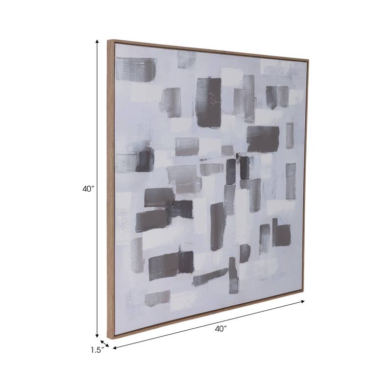 Wood Canvas Wall Art Handpainted Patches - 40" Brown/Ivory