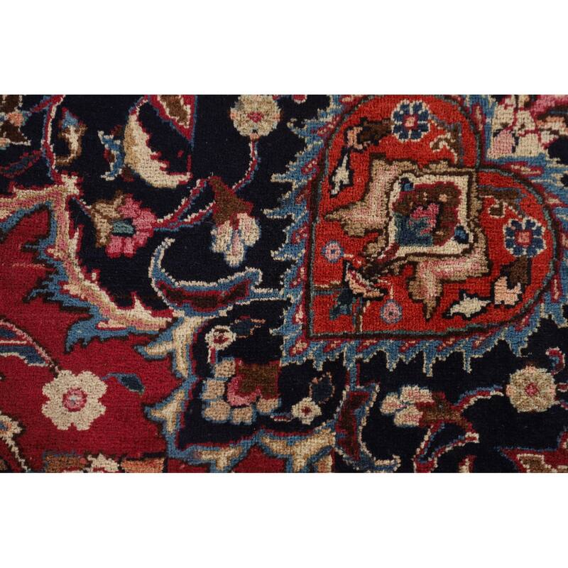 Traditional Signed Mashad Persian Vintage Rug Handmade Wool Carpet - 8'0"x 10'9"