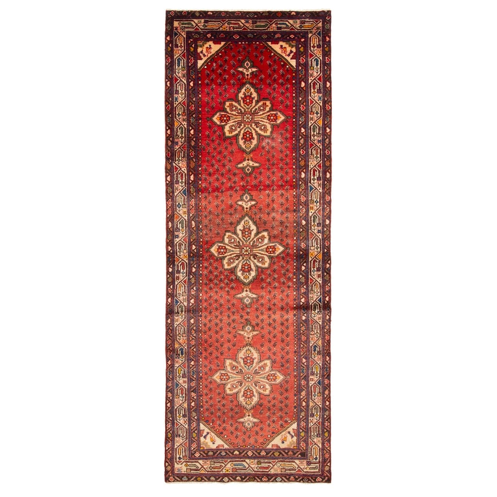 ECARPETGALLERY Hand-knotted Andelz Red Wool Rug - 3'3 x 9'9