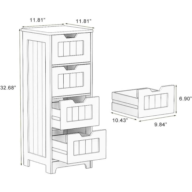 Freestanding storage cabinet with 4 drawers