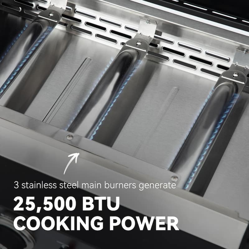 Royal Gourmet Portable 3-Burner Griddle with Collapsible Stand
