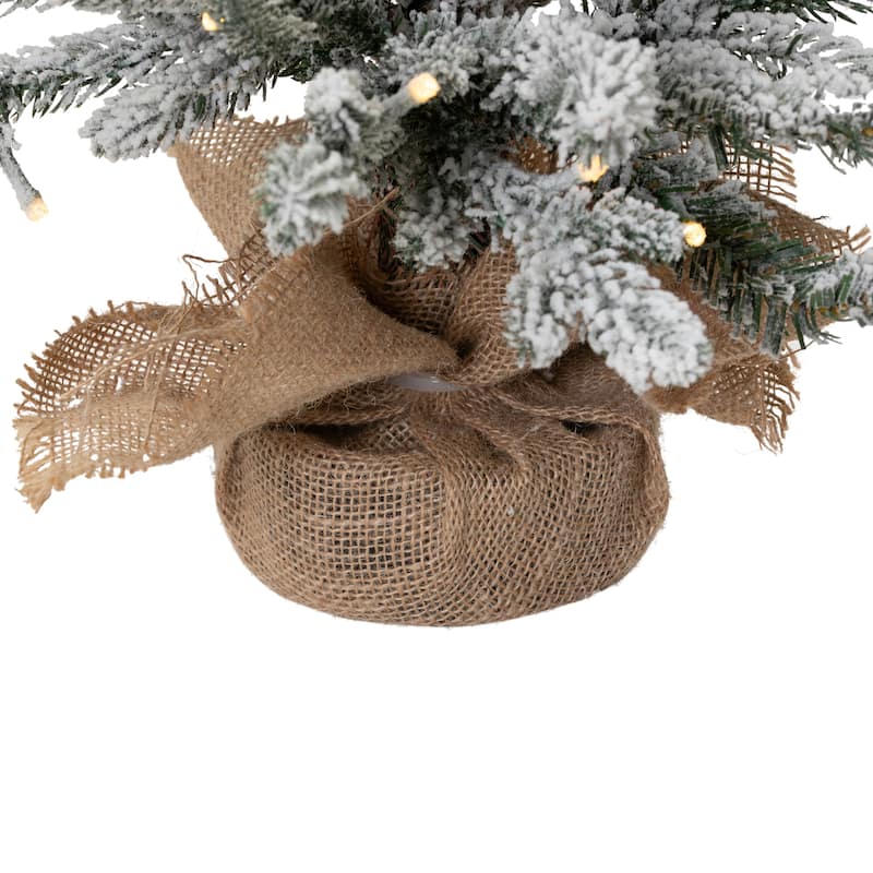 Real Touch™ Pre-Lit B/O Tamarack Pine Artificial Christmas Tree with Burlap - 2' Warm White LED - 2 Foot