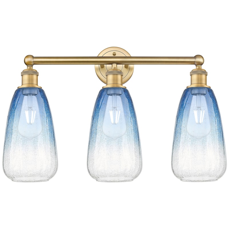 Innovations Lighting 616-3W-16-24 Brookhaven Almond Vanity Brookhaven - Brushed Brass / Sapphire Blue