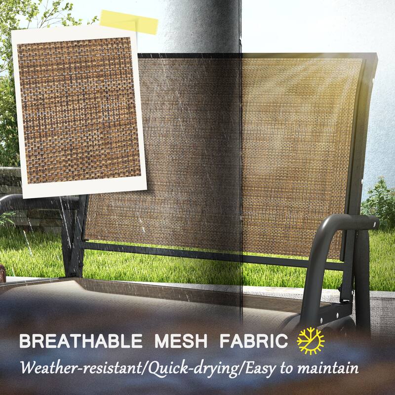 Outsunny Glider/Rocking Chair Set with Breathable Mesh Fabric, Curved Armrest