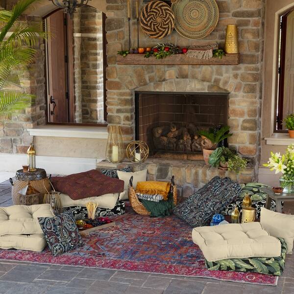 Arden Selections Sand Canvas Outdoor 25 In Floor Cushion 25 In L X 25 In W X 6 In H Overstock 29628448
