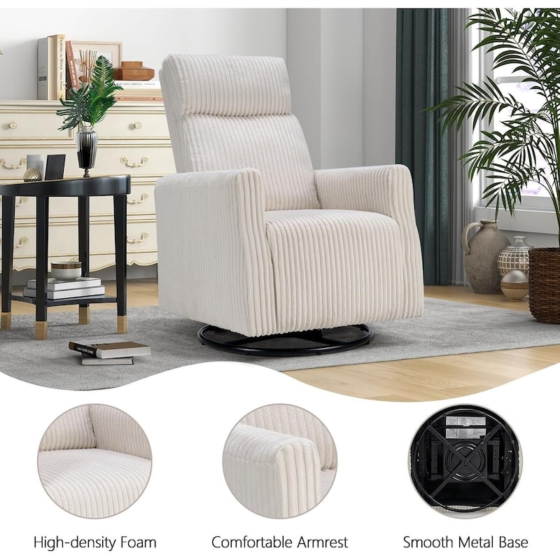 Swivel Accent Chair, Soft Fabric Chair with High Back, Comfy Single Sofa Chair Swivel Chairs for Living Room Bedroom