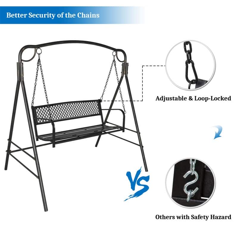 2-person Outdoor Metal Hanging Porch Swing