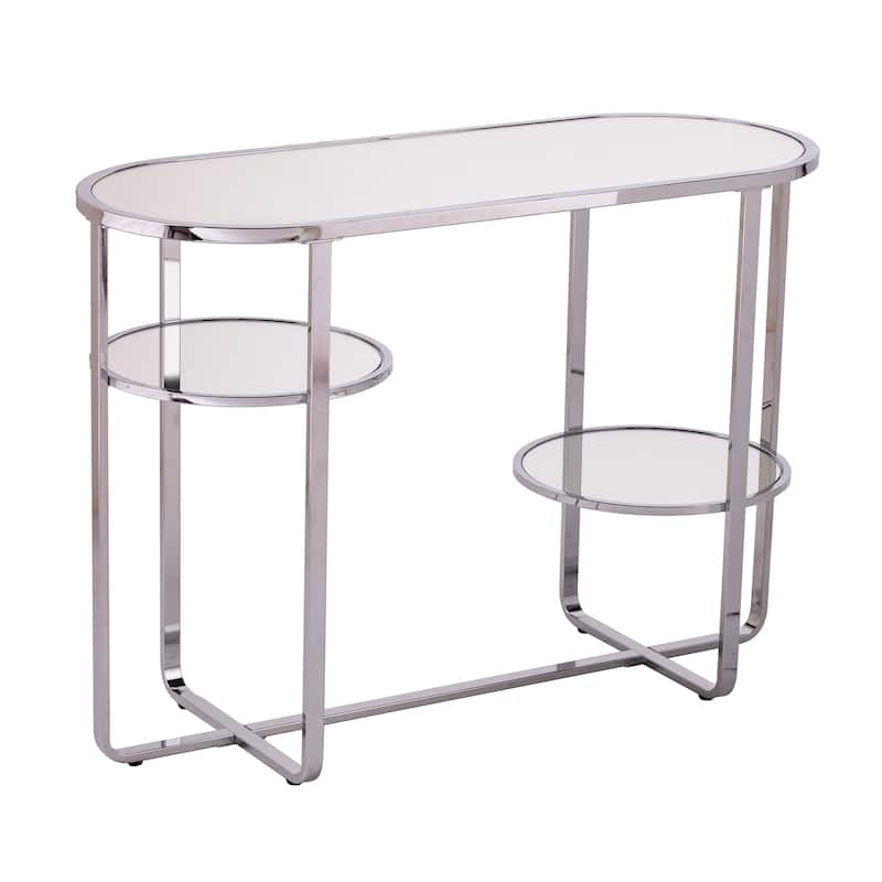 SEI Furniture Mabrick Sliver Mirrored Console Table w/ Shelves