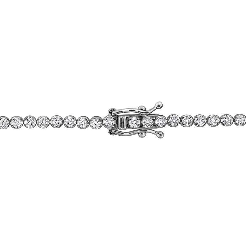 Miadora 4 3/4ct TGW Created Blue Sapphire 1 3/8ct TW Lab-Grown Diamond Bracelet 18k White Gold