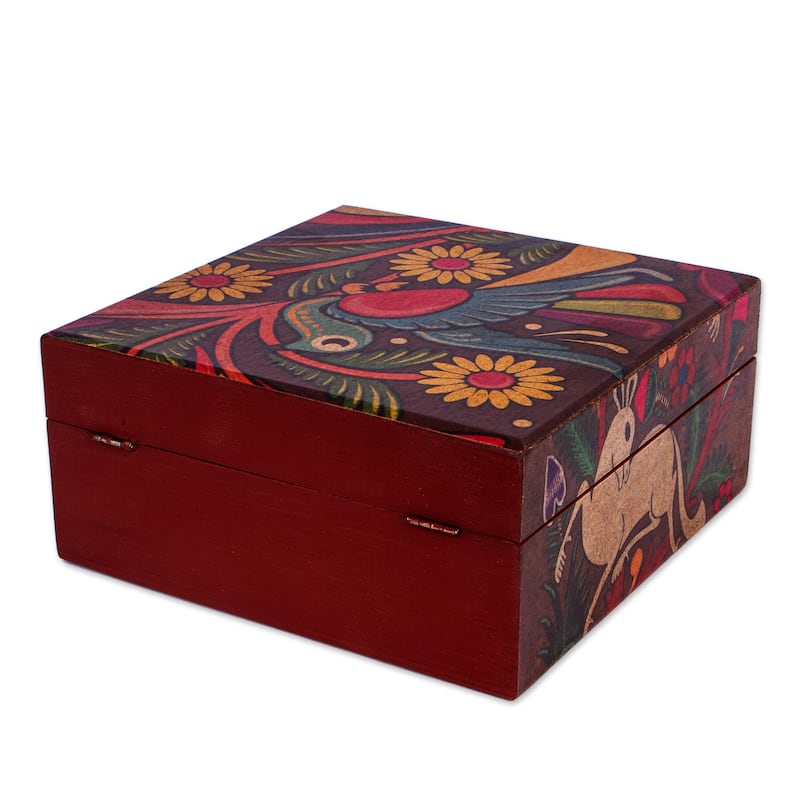 Novica Handmade Tonala Fauna Decoupage Wood Decorative Box