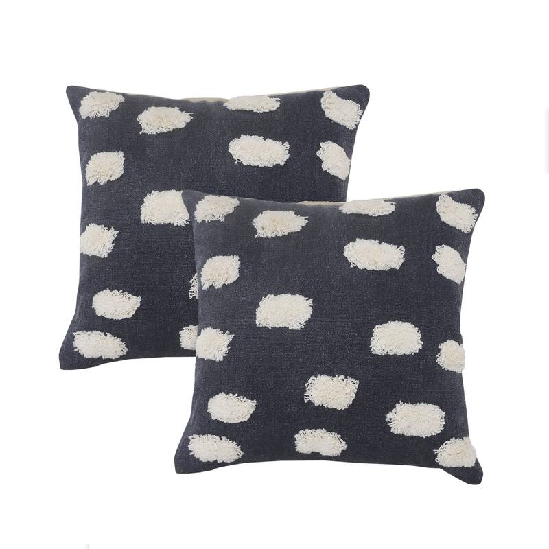 Sevita Zeal Light Pom-pom Cotton Throw Pillow, Set of 2 - Blue