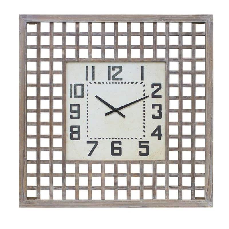 Lattice Wood Wall Clock 29.5"SQ