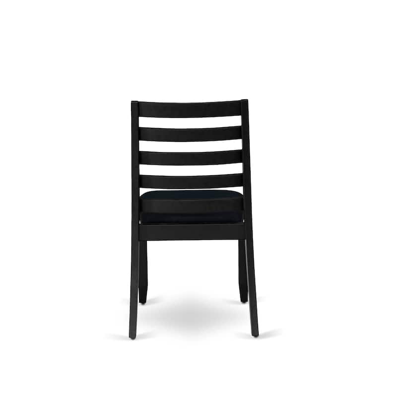 East West Furniture modern dining set - a breakfast table & Stackable Kitchen chairs - Wire-brushed Black(Pieces & Seat Options)