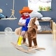 preview thumbnail 2 of 7, Qaba Kids Rocking Horse, Plush Toddler Rocker, Wooden Base Ride On Toy - brown