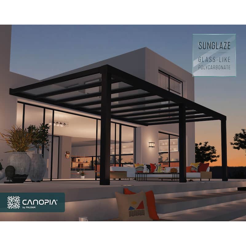 Stockholm 11ft. Gray/Clear Aluminum Patio Cover - 11 ft. x 22 ft.