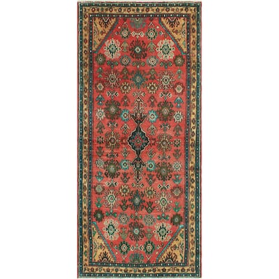Fine Vintage Distressed Azzam Rust/Gold Runner - 3'6" x 8'1"