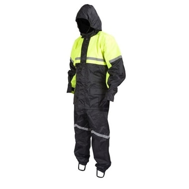 Motorcycle Biker Two Piece Rain Suit Yellow Black High Visibility RN2