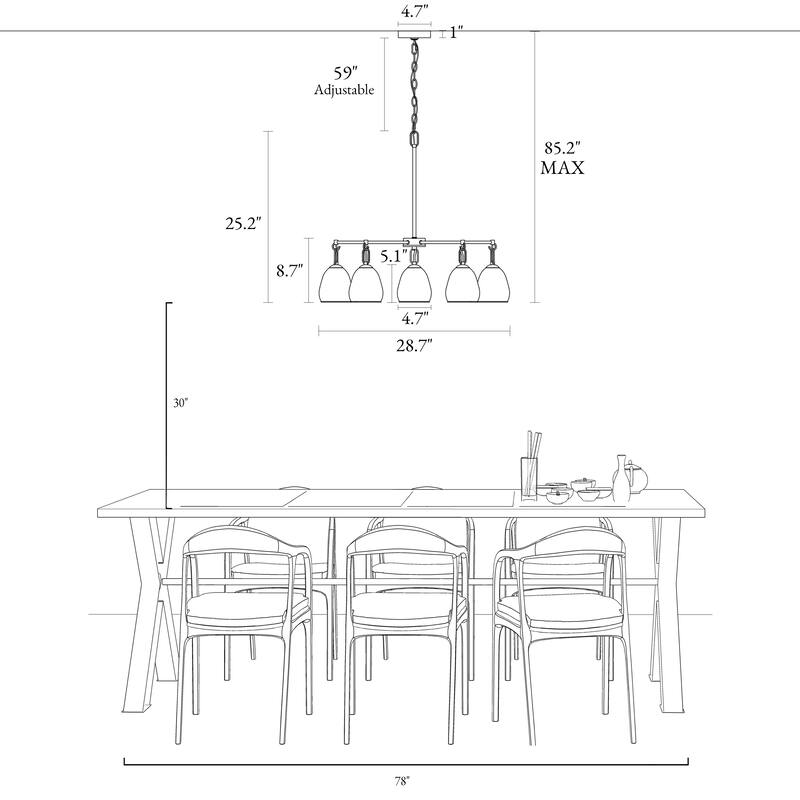 Blobfish Modern Gold 5-Light Glass Chandelier Cluster Wheel Light for Living Dining Room - Dia.28.7" x H24.8"