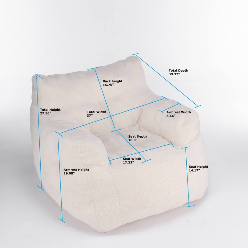 010-Soft Teddy Fabric Tufted Foam Bean Bag Chair