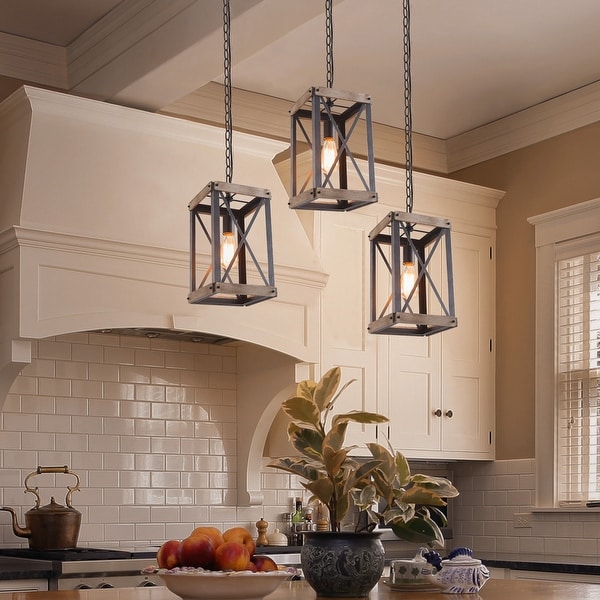 The Gray Barn Greene Country Cage Pendant Lights Wood Bond Chandelier Island Lighting - W 9"*W 9" * H 16". Opens flyout.
