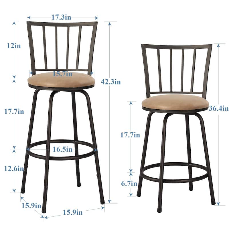 Javlergo Set of 2/Set of 4 Bar Stools, Adjustable-Height Swivel Counter Stools