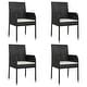 preview thumbnail 13 of 91, vidaXL 3 Piece Patio Dining Set with Cushions Black Poly Rattan - 18.9" x 21.7" x 34.6"