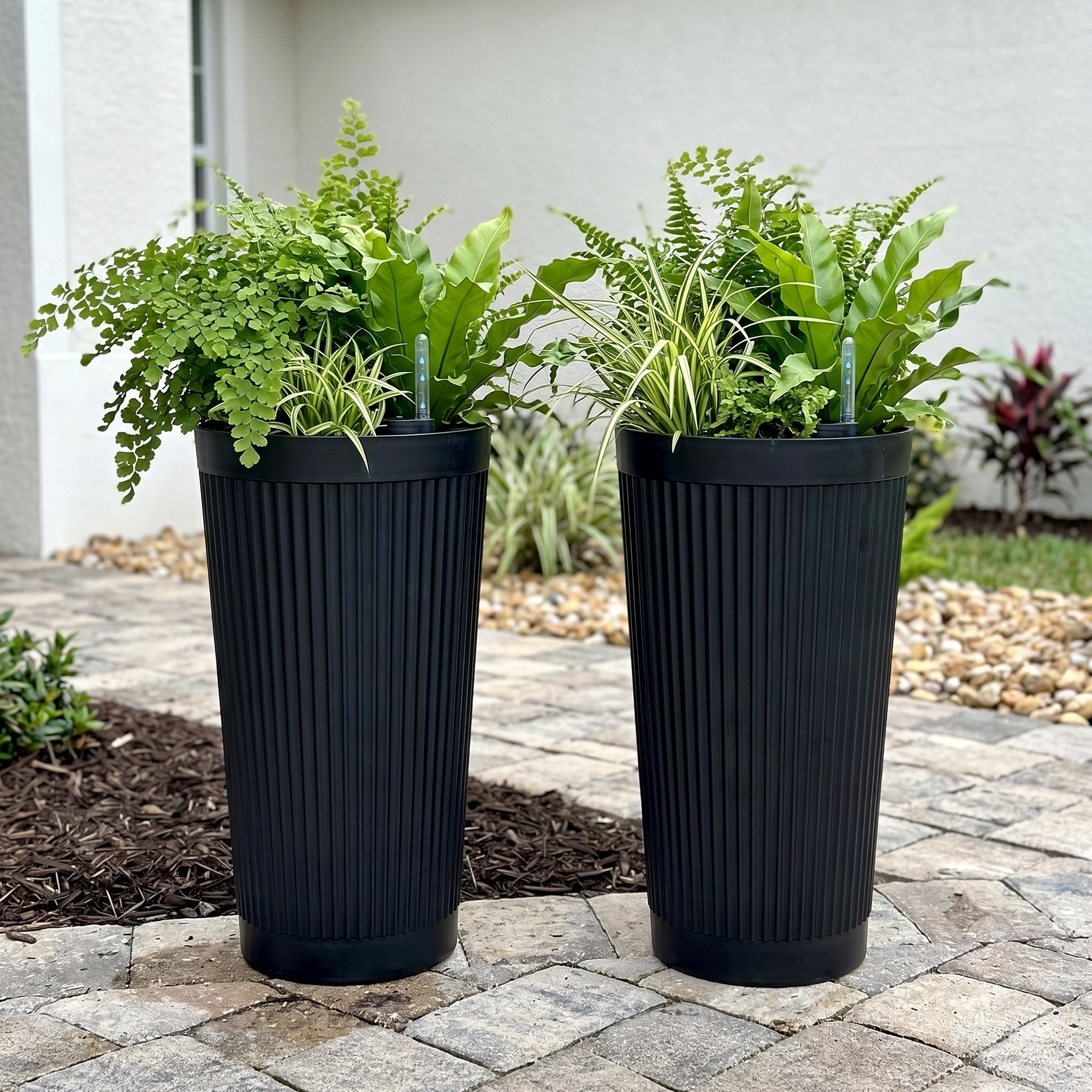 PE Modern Decorative Garden Pots for Indoor & Outdoor Use (Set of 2)