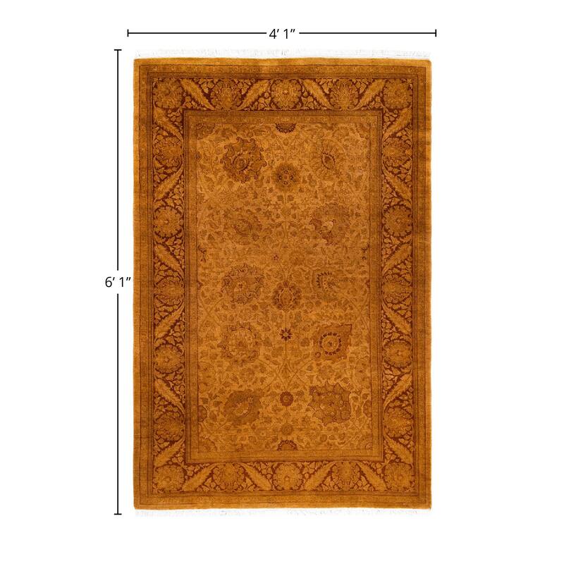 Overdyed, One-of-a-Kind Hand-Knotted Area Rug - Gold - 4' 1" x 6' 1"