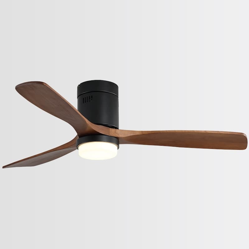52 inch Flush Mount Ceiling Fans With/Without Lights & Remote Solid Wood Fans For Bedroom