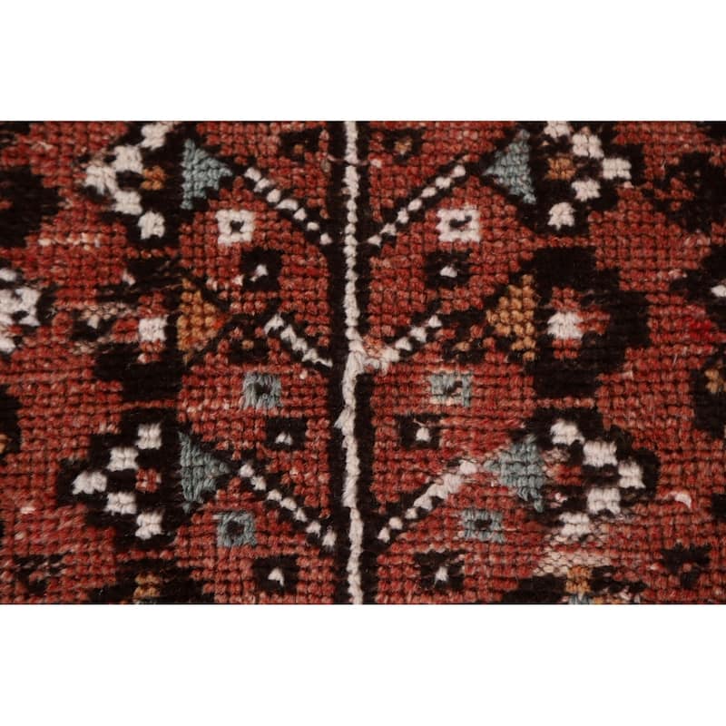 Animals Tribal Qashqai Persian Vintage Rug Hand-Knotted Wool Carpet - 6'4"x 9'1"