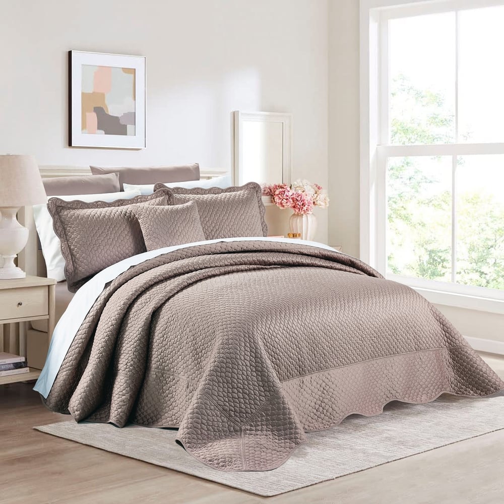BNF Home Oversized Matte Satin 4-piece Bedspread Set