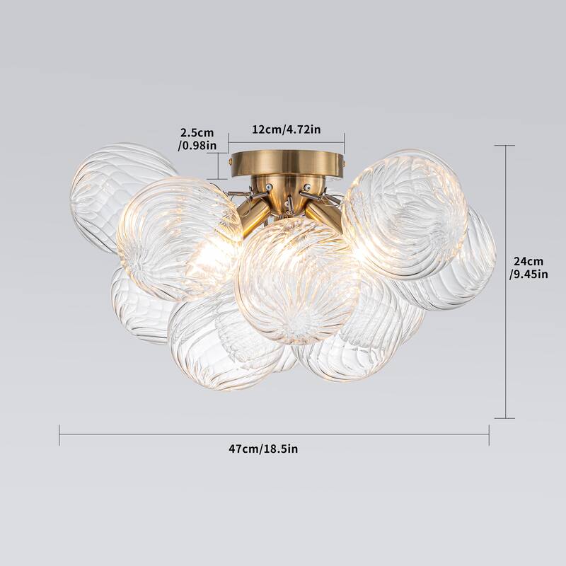 Starsky 3-Light 17in. Contemporary Glass Bubble Semi Flush Mount