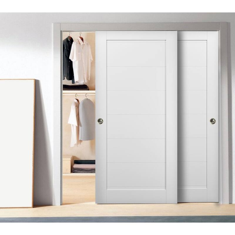 Sliding Closet Bypass Doors hardware / Quadro 4115 White Silk