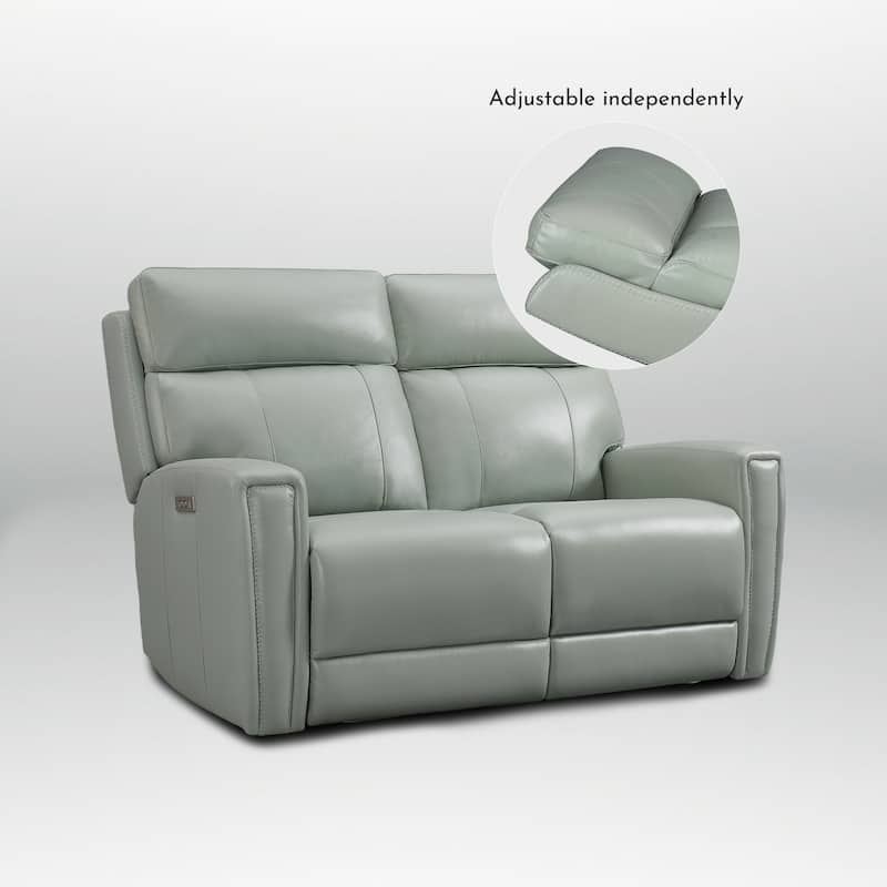 Genuine Leather Reclining Loveseat with Dual-Power Adjustable Headrest & Footrest, Zero Gravity, USB & USB-C Charging Ports