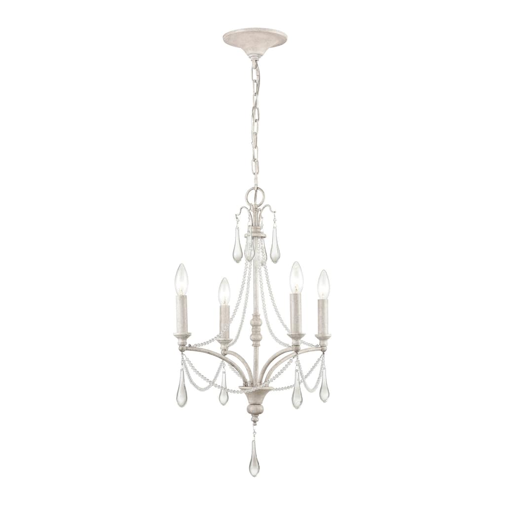 Elk Home French Parlor Vintage White Metal 4 Light Chandelier