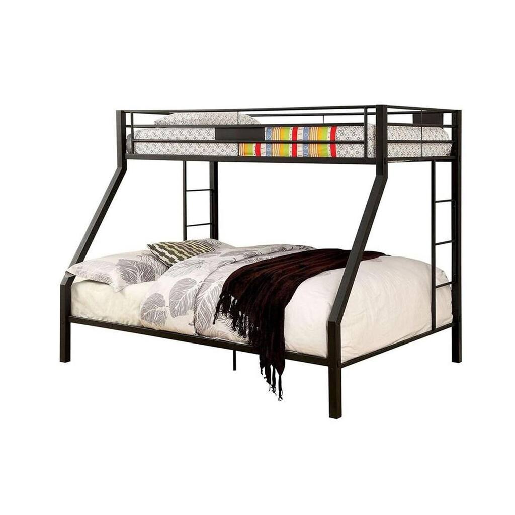 Metal Twin Over Queen Bunk Bed in Black