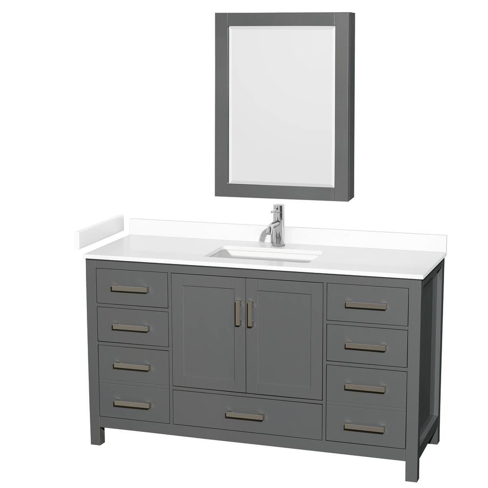 Sheffield Single Bathroom Vanity Set, Cultured Top, Medicine Cabinet