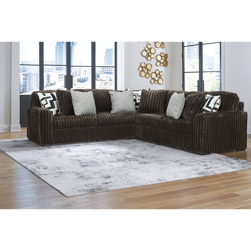 Signature Design by Ashley Midnight-madness 3-Piece Sectional - 121" W x 121" D x 40" H - Brown
