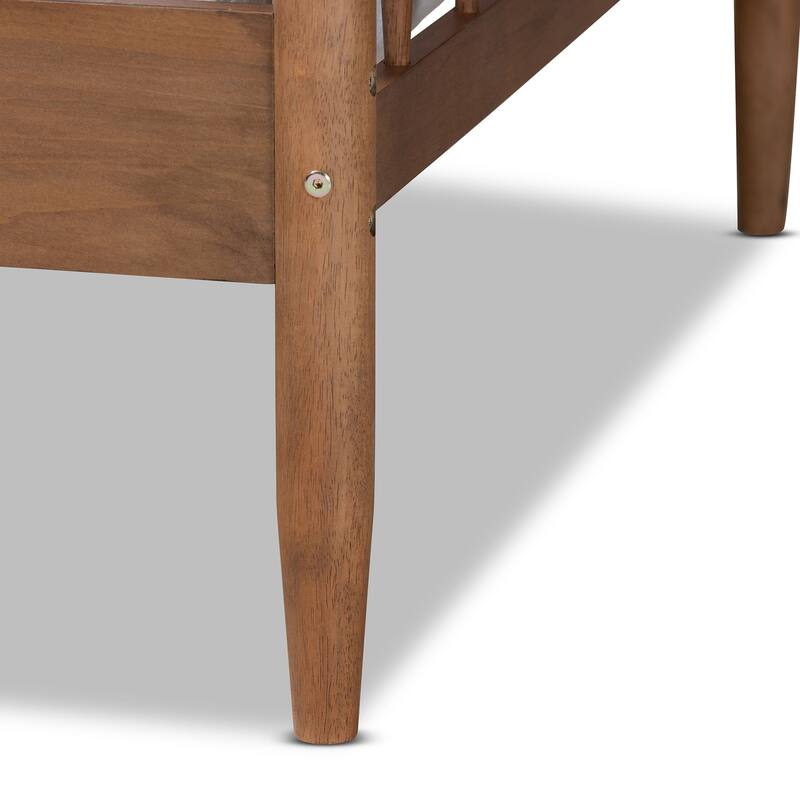 Twin Daybed - Mid-Century Modern Wood Frame - Walnut Brown Finish - Day Bed for Living Room/Guest Room